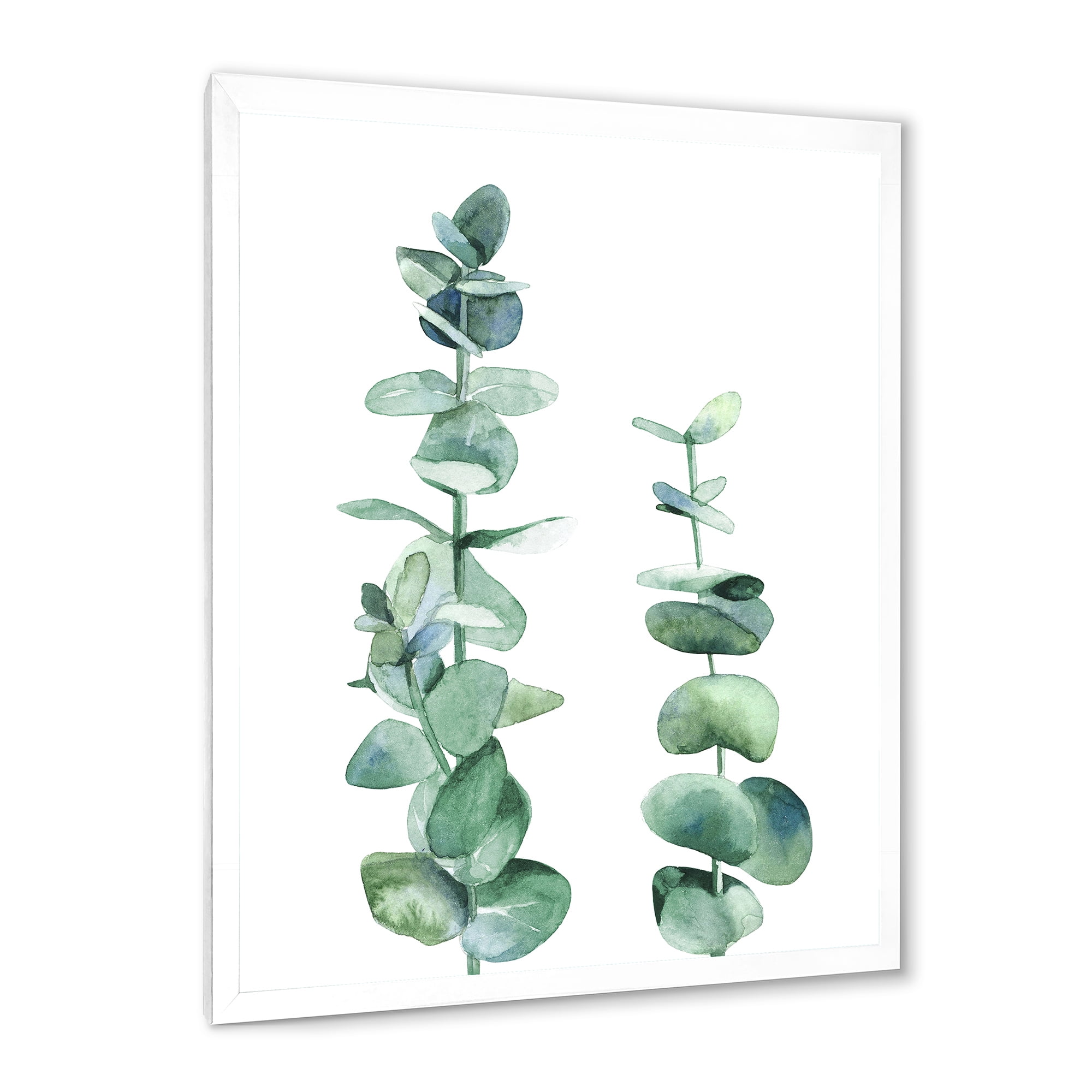 Designart 'Green Eucalyptus Branch' Tropical Framed Art Print