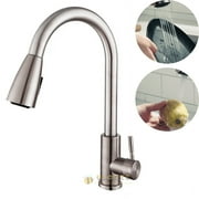 Kitchen Faucet with Pull Down Sprayer, High Arc Single Handle Kitchen Sink Faucet, Premium Brushed Nickel, Single Level Stainless Steel Kitchen Sink Faucets with Pull Down Sprayer