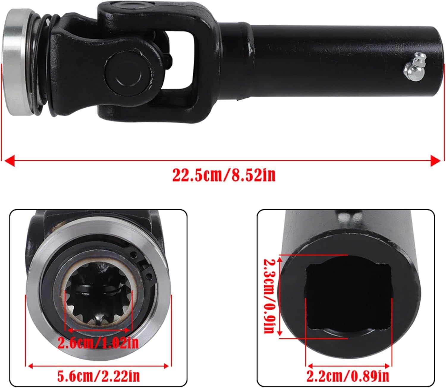 OTTULUR PTO Half-Sleeve axle with U-Joint Replacement for Grasshopper Front Mount Mowers Since 1985, Replace OEM 398914