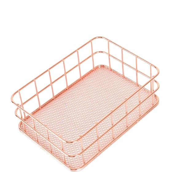 Cesta Brilnte Del Almacenamiento Del Tenedor Del Organizador de Los Efectos de Escritorio de de Joyería Rectángulo S Soledad Cesta de almacenamiento de mesa de metal