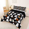 thumbnail image 2 of Homewish Classic Spooky Halloween Ghost Queen Comforter Set,Orange Pumpkin Lantern Comforter Sets Queen,Black Reversible,3-Piece,1 Comforter and 2 Pillowcases, 2 of 7