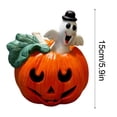 thumbnail image 4 of Vintage Hand Painted Light Up Pumpkin Ornament, Single LED Desktop Lantern, Retro Table Decor for Fall Bedroom, Holiday Mantel Layout, 4 of 8