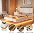 thumbnail image 5 of Floating Bed Frame King with LED Lights & USB Charging Station – Modern Upholstered Platform Bed with Headboard, Solid Wood Slats Support, No Box Spring, Easy Assembly, Noise-Free, White, 5 of 8