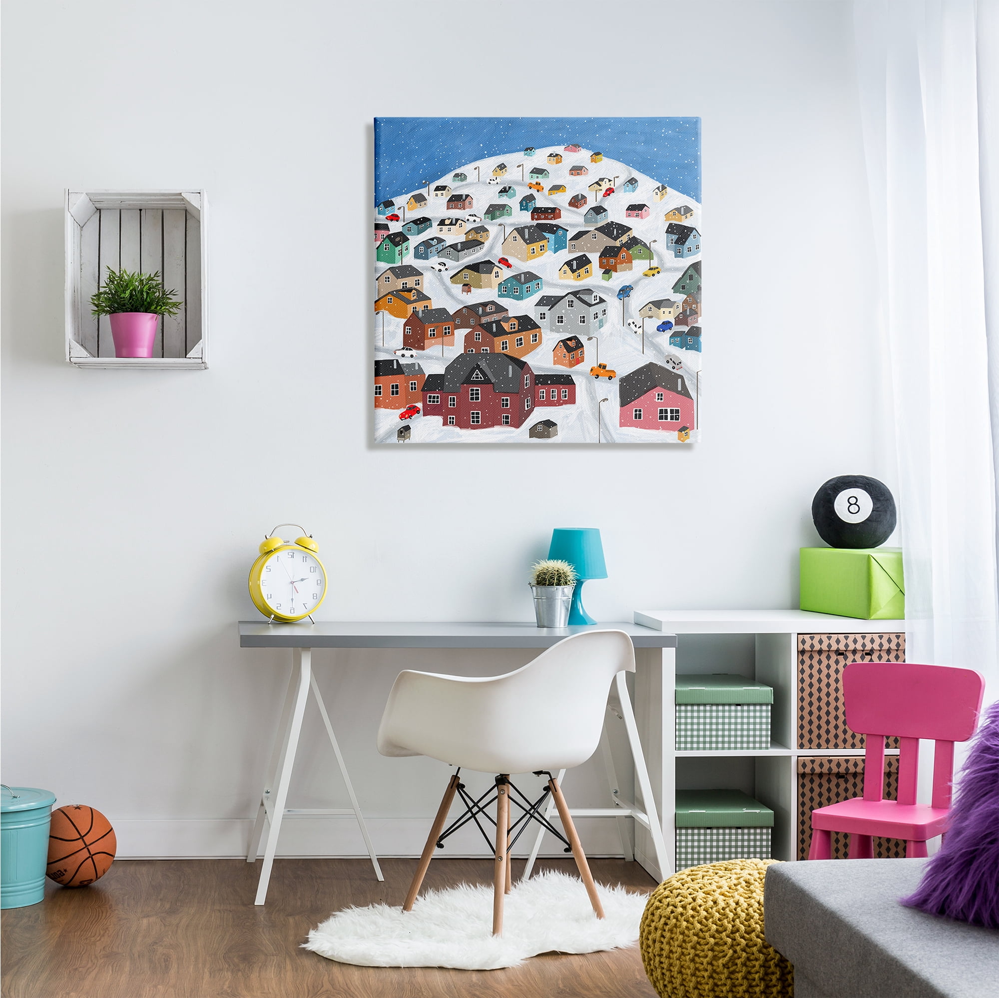 Stupell Indtries Snowy Village on Hill Cityscape Greenland Town Buildings,30 x 30,Design by Carla Daly