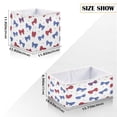 thumbnail image 2 of Foldable Fabric Storage Bin Home Cubes Clothing Organizer Bins Large Collapsible Box Basket for Home Organizer Red and Blue Stripe Bows, 2 of 8