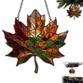 thumbnail image 4 of Clearance Under $2, 3 Pcs Maple Leaf Hanging Ornament, Stained-Glass Style Acrylic Suncatcher, Autumn Fall Window Wall Decor for Thanksgiving Home Decoration, 10*10*3cm(B*3), 4 of 5