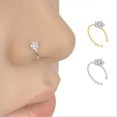 thumbnail image 3 of Clear crystal nose ring with small thin flower, sparkly crystal nose ring, 2pacs, 3 of 4