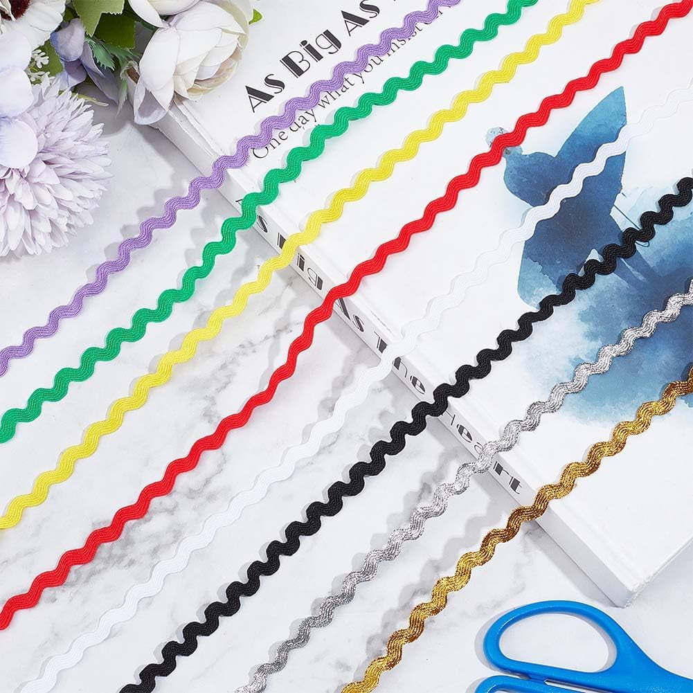 54Yard 0.2 Inch 8 Colors Wave Bending Fringe Trim Curved