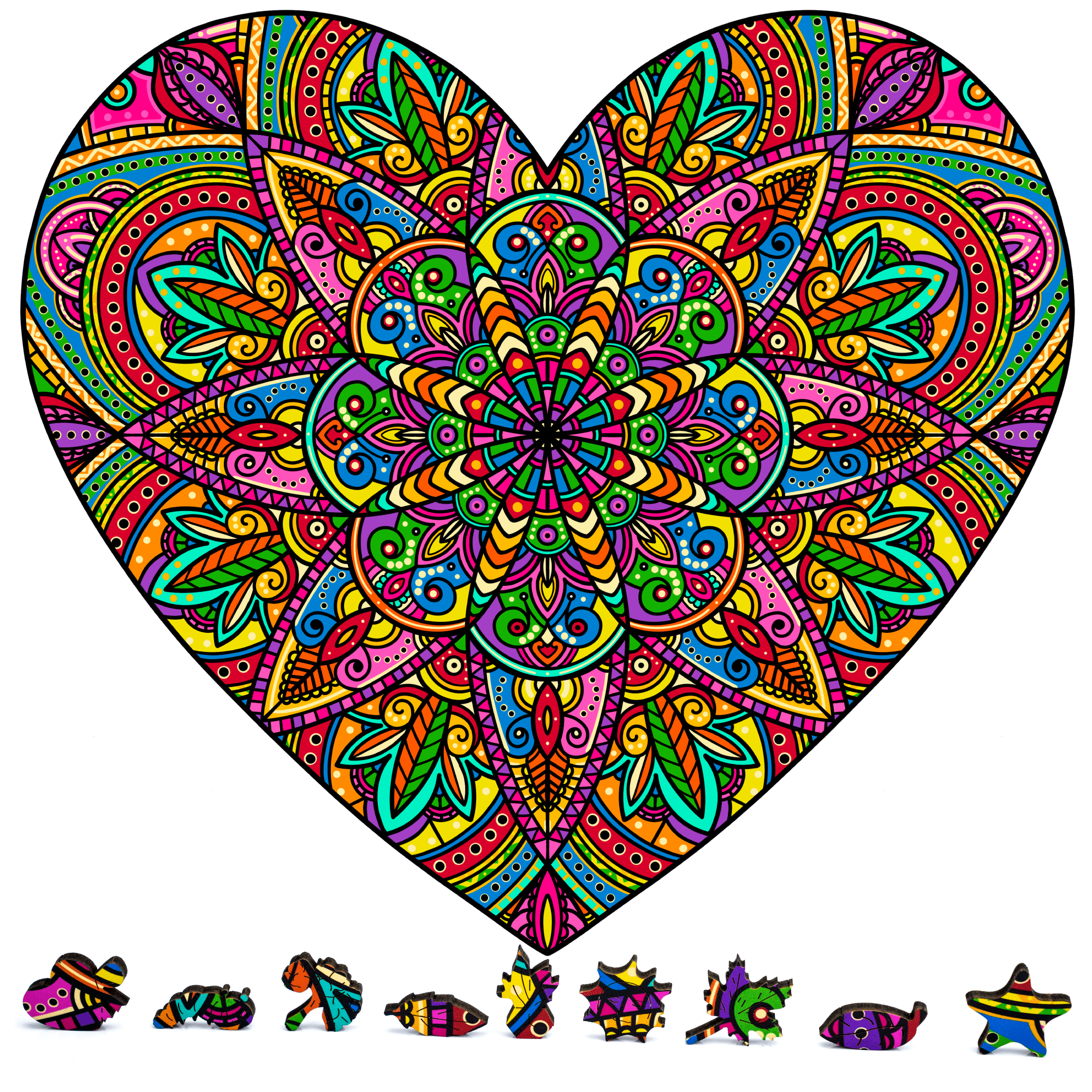 Zen Chalet Mandala Heart 500 Piece Wooden Jigsaw Puzzle - Walmart.com