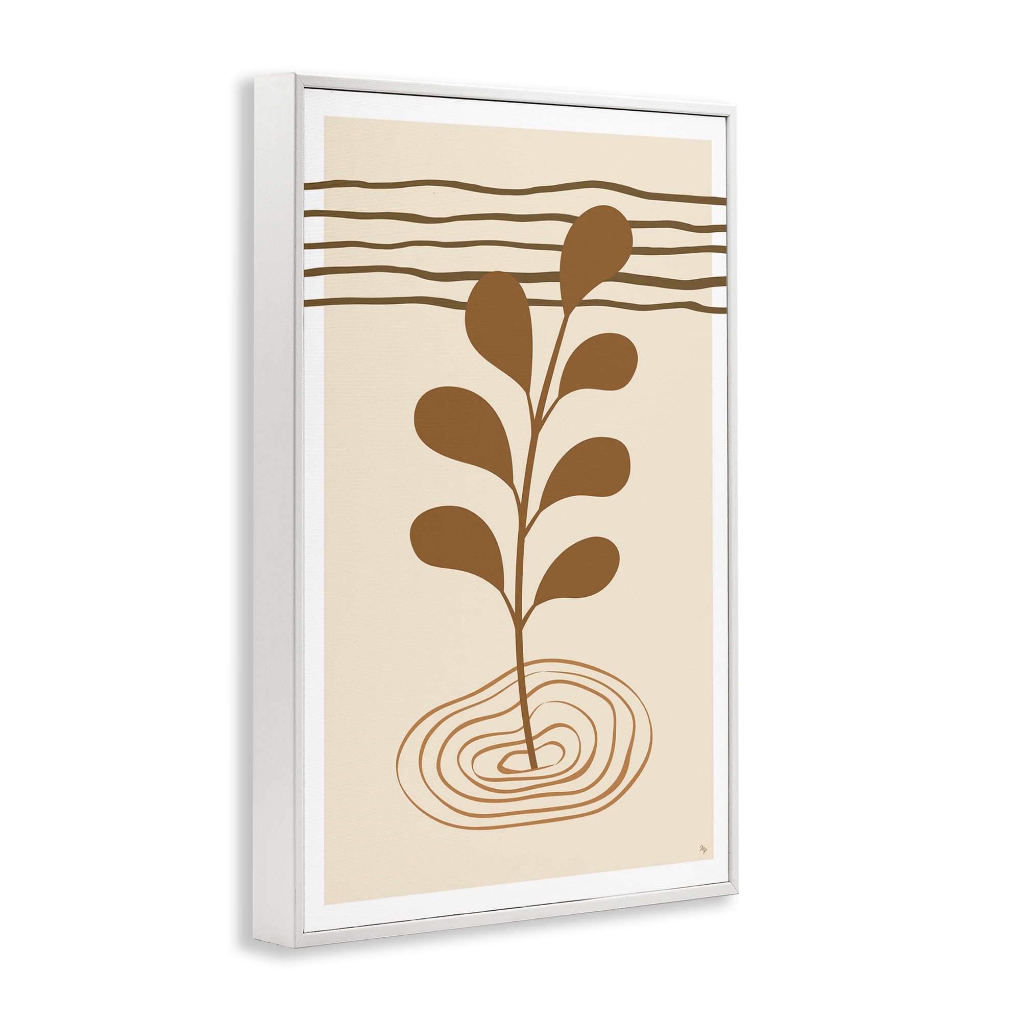 Stupell Industries Boho Leaf Sprig Botanical & Floral Painting White Framed Art Print Wall Art, 20 x 30