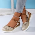 thumbnail image 6 of Women's Orthopedic Platform Wedge Sandals with Ankle Strap Summer Dressy 2026 Boho Espadrille Sandals for Beach Travel Beige 9.5, 6 of 7