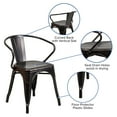 thumbnail image 3 of Flash Furniture Luna Commercial Grade Black-Antique Gold Metal Indoor-Outdoor Chair with Arms, 3 of 12
