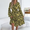 thumbnail image 2 of Wo-Fusoul Robe à Manches Longues pour Femmes, Robe Maxi d'Été Décontractée à Col en V, Robe Longue Unie, Bleu, 2 of 9