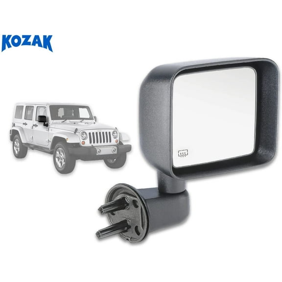KOZAK Replacement Black Door View Mirror Passenger Right Side compatible with 2007-2017 Jeep Wrangler