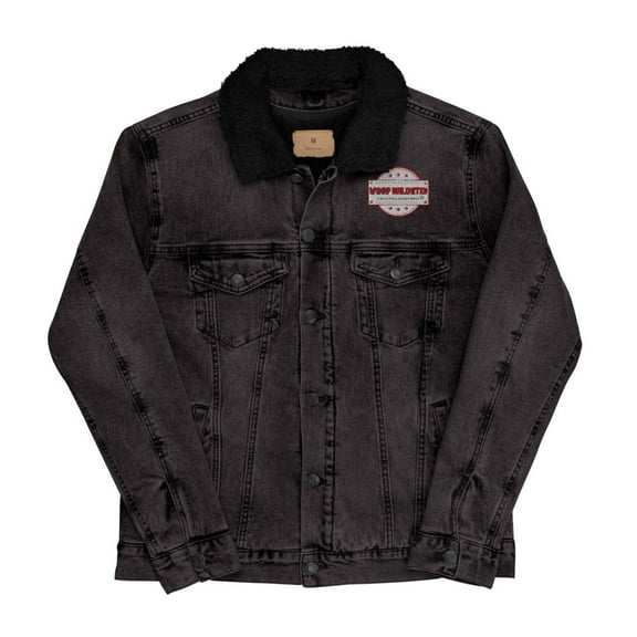 Woop Unlimited Unisex denim sherpa jacket (Black Denim, 2XL)