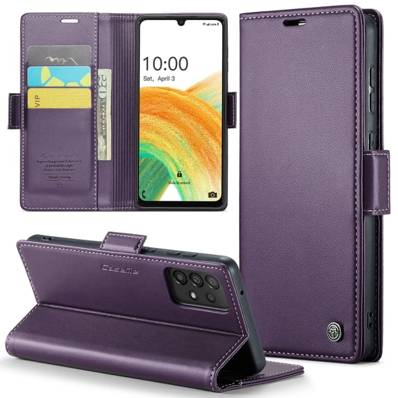 Feishell Wallet Case for Samsung Galaxy A32 5G, RFID Blocking Magnetic Clasp Shockproof Cover, Premium PU Leather Flip Case with Credit Card Slots Holder Kickstand for Galaxy A32 5G,Purple
