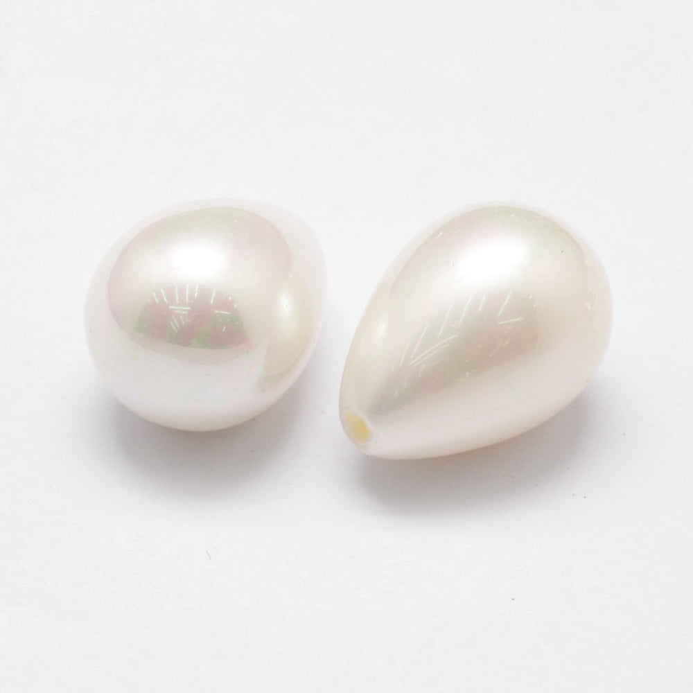 Rainbow Plated Shell Pearl Beads Grade A teardrop Half Drilled 21x15mm Hole: 1.2mm White 21x15mm Hole: 1.2mm