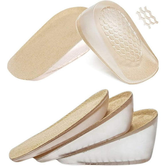2 Pairs Gel Height Increase Insole, Invisible Heel Lift Inserts, Elastic Shock Absorption Pads 3 Heights for Men, 2.5CM
