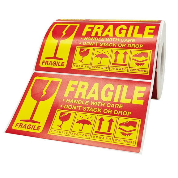 Baluue Red Fragile Shipping Sticker Self-Adhesive Warning Label for Package Handling and Care