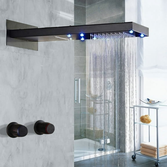 Juno Waterfall Rainfall LED Oil Rubbed Bronze Shower Systems