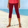 thumbnail image 4 of Hurxie Capris for Seniors Stretchy Buttery Soft Capri Leggings Athletic Workout Cropped Elastic High Waisted Yoga Pants Wine,XL, 4 of 7