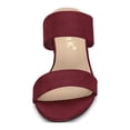 thumbnail image 2 of Women's Dual Straps Mid Chunky Heel Slide Sandals Burgundy 7, 2 of 8