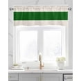 thumbnail image 2 of Green Striped Linen Curtain Valance for Bedroom/Bathroom/Kitchen/Office/Living/Dining Room Window,Farmhouse Green Rustic Burlap Rod Pocket Topper Decorative Cafe Drapes Panel 42"x18", 2 of 6