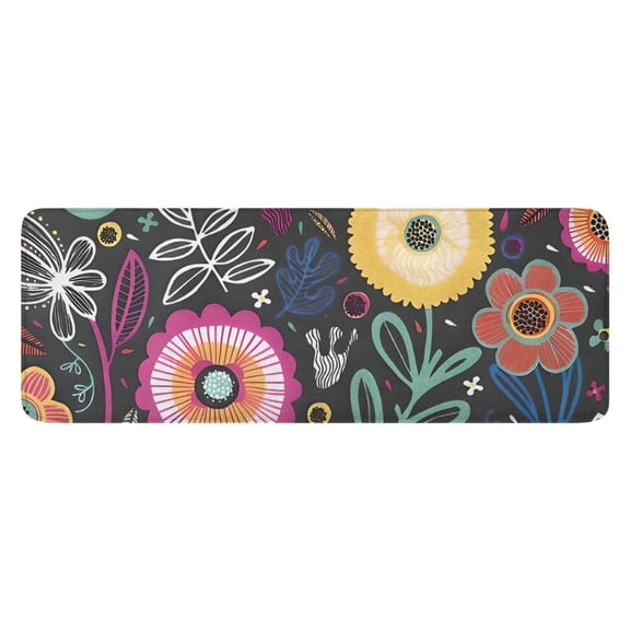 Multicolor Cartoon Floral Pattern Kitchen Rug Mat,Kitchen Runner Rugs Non Skid Washable,Decorative Kitchen Floor Mats for Kitchen,Sink,Laundry,17"x47.2"