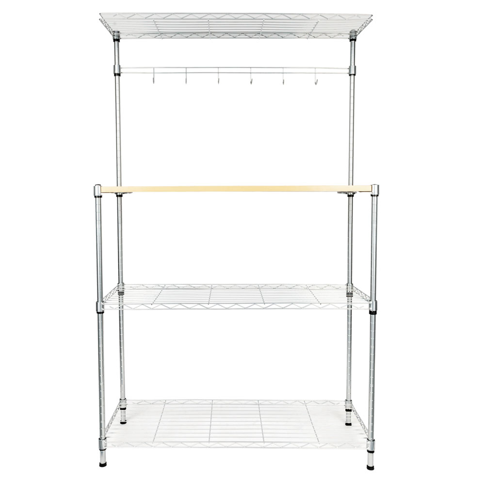 Topcobe 4-Tier Bakers Racks for Microwave, Kitchen Bakers Racks Microwave Oven Rack Baker Rack with Storage and Hooks, Adjustable Storage Racks and Shelving, Silver - image 2 of 7