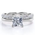 thumbnail image 1 of JeenMata Juego de Anillos de Boda de Cuatro Puntas con Corte Princesa de 1,50 Quilates Infinity Eternity con Baño de Oro Blanco de 18 K sobre Plata (Personaliza la Banda de Tu Anillo de Bodas), 1 of 6