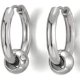 thumbnail image 5 of Pendientes de aro con bisagras para hombre y mujer con bola de acero inoxidable, 2 unidades Ormromra LRWJ181-2, 5 of 5