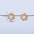 thumbnail image 4 of Exquisite Brass Pave Clear Cubic Zirconia Flower Stud Earrings Golden 9.7x9.7mm, 4 of 4