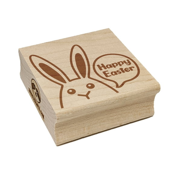 Peeking Bunny Happy Easter Square Rubber Stamp Stamping Scrapbooking Crafting - Small 1.25in