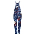 thumbnail image 3 of DDAPJ pyju 4th of July Jumpsuits for Women Dressy Casual Baggy Overalls Independence Day Spaghetti Strap Wide Leg Rompers Sleeveless American Flag Printed Long Playsuit Deals of Today Z-Blue XL, 3 of 4