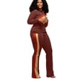 thumbnail image 3 of Frontwalk Ladies Sweatsuits Pocket Jogger Sets Elastic Waist Tracksuit Set Women Loose Fit Two Piece Outfit Solid Color Sweatshirt And Sweatpant Coffee S, 3 of 4