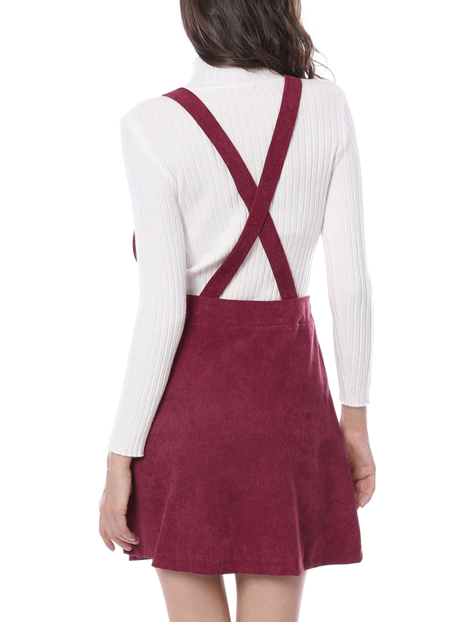maroon overall skirt