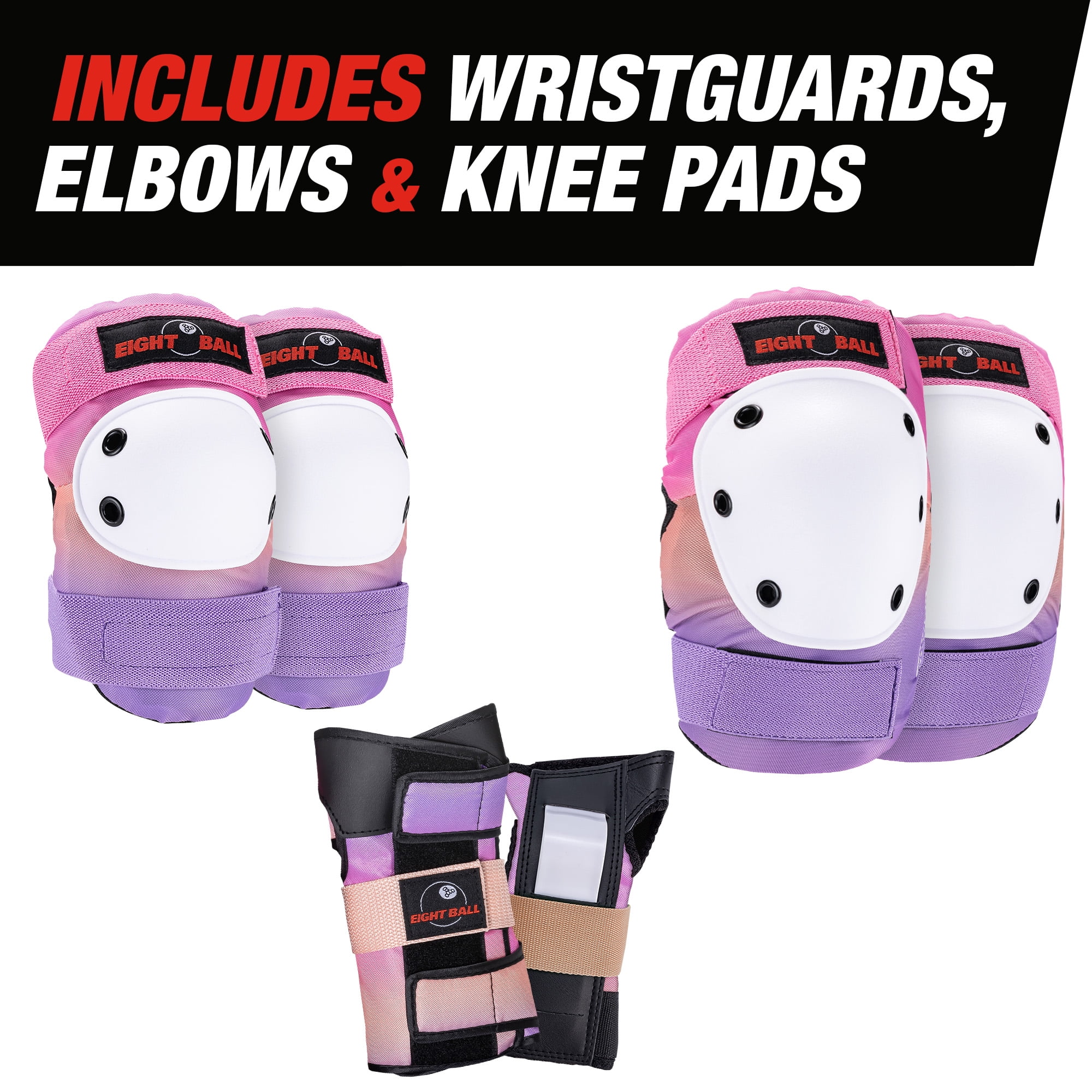 Eight Ball Kids Multi-Sport Pad Set with Knee Pads Elbow Pads and Wristguards 