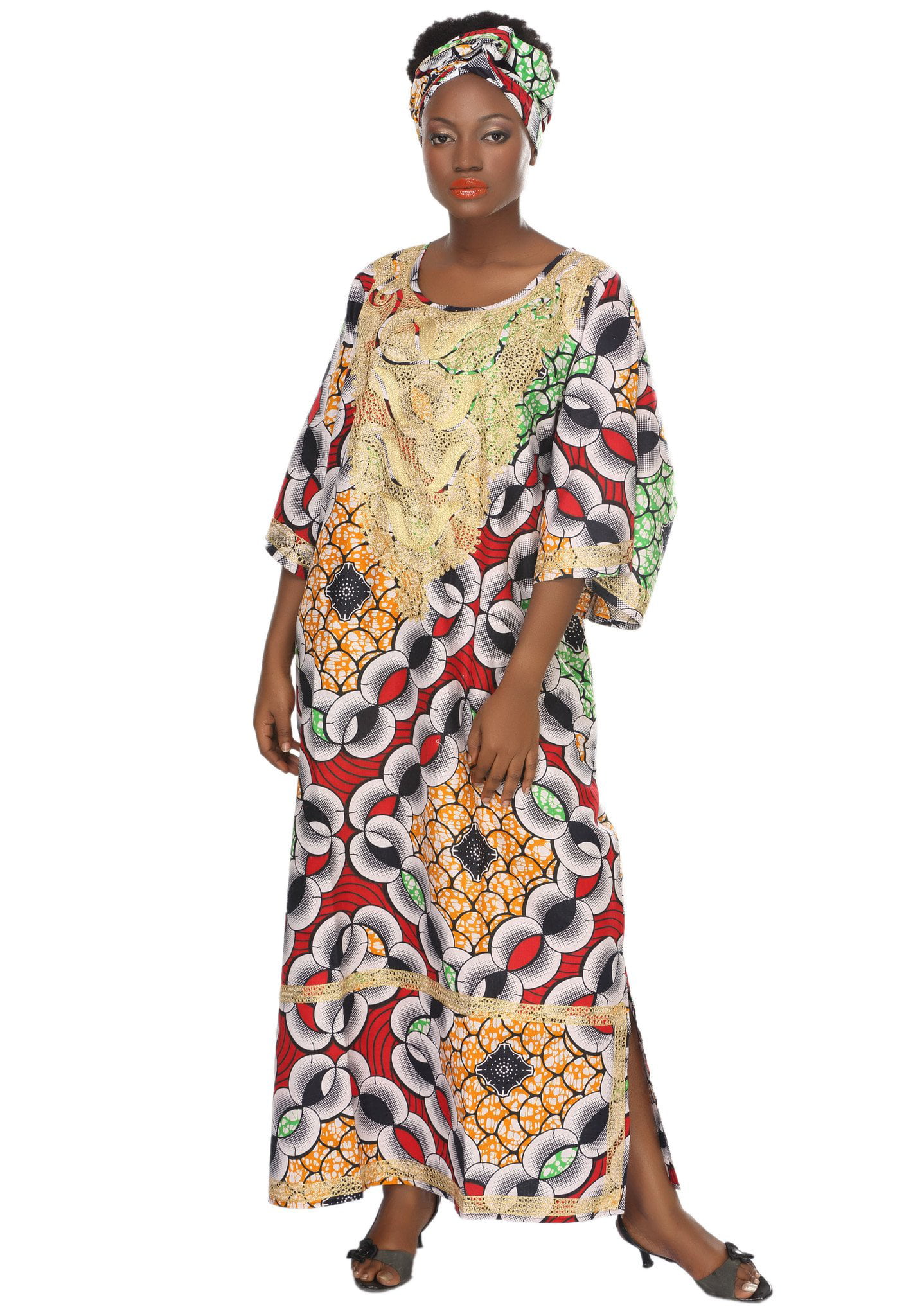 African Stars African Planet Womens Printed Afrocentric Kaftan Caftan Maxi Dress Walmart 