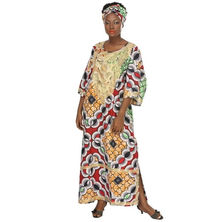 African Planet Women's Printed Afrocentric Kaftan Caftan Maxi