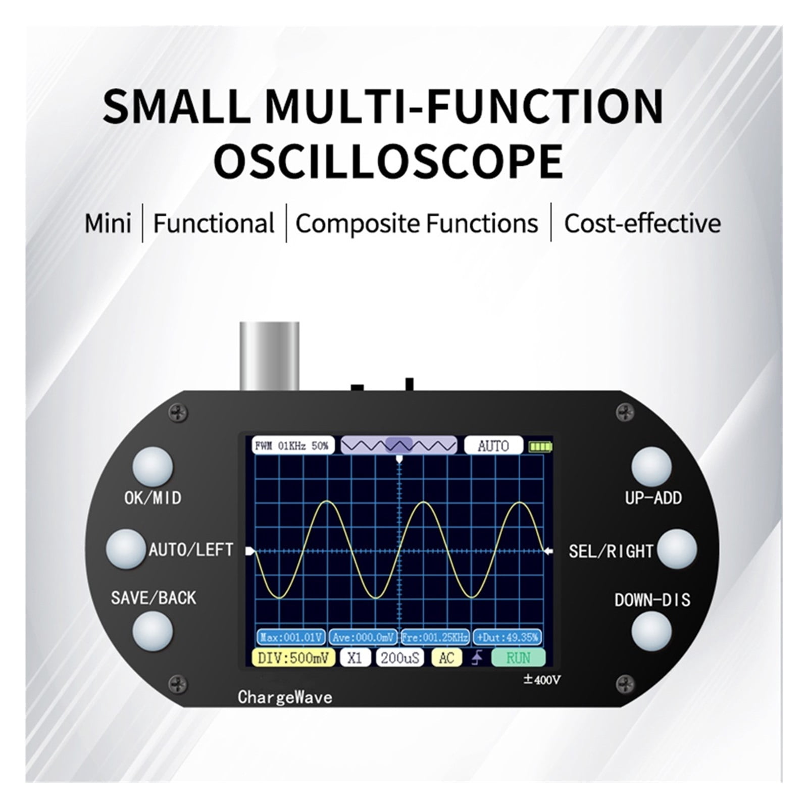 Mini Automotive Oscilloscope Mini Oscilloscope 2.5Mhz Sampling Rate Trigger Function Auto/Nomal/Single for Electronic Repair DIY ,Professional Designed