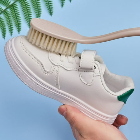 

Foqnuq Soft Bristle Long Handle Laundry Brush - Gentle Multi-Purpose Shoe Cleaner for Delicate Leather & More