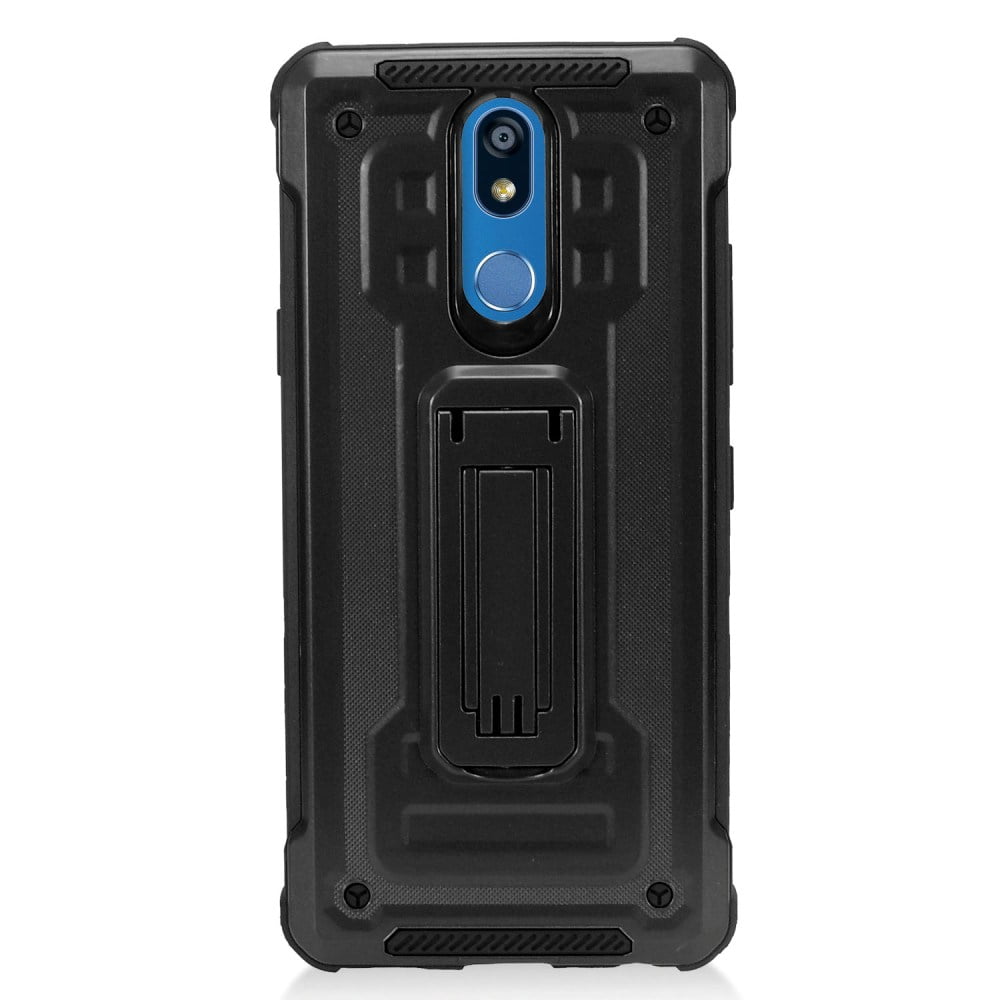 LG Phone Case Hybrid Military Grade Drop Tested with Built in Kickstand Cellphone Stand Scratch Resistant Drop Protective Full-Body Rugged Rubber Gel TPU Heavy Duty BLACK Cover LG K40