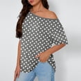 thumbnail image 2 of KyCheLot Women's Casual T-Shirts Polka Dot Print Short Sleeve off Shoulder Tops Loose Stretchy Summer Shirts, 2 of 6