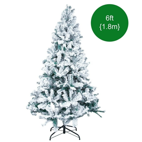 Uten 6ft Snow Flocked Artificial Christmas Tree with 700 PVC Branches, Hinged Spruce for Easy Setup, Sturdy Metal Stand, Home & Holiday Decor