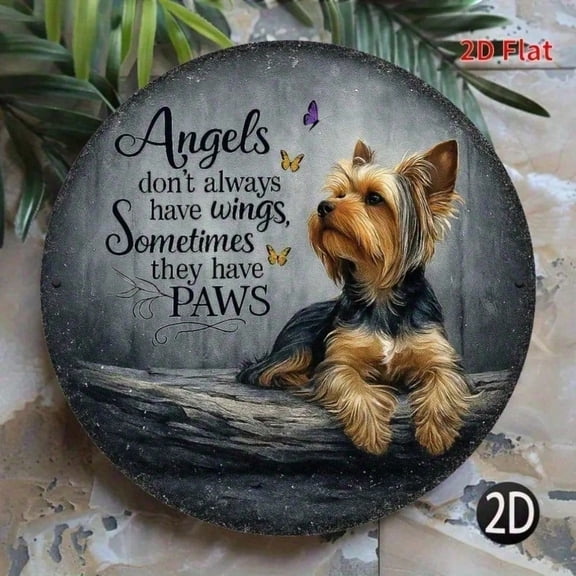 HELLOYOUNG Yorkshire Terrier Pet Memorial Plaque 8x8 Inch, Personalized Custom Metal Sign with Name & Dates, Engraved Sympathy Gift for Loss of Dog, Rustic Wall Decor