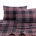 thumbnail image 4 of MARWAH CORPORATION Cotton Flannel Extra Deep Pocket Bed Sheet Set with Oversize Flat Sheet Deep Red Queen Flannel Plaid, Motif Traditional, Casual, 4 of 5