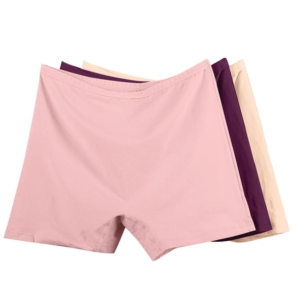 Mlkoz 3 Pack Womens Underwear Breathable Briefs High Waisted Boy Shorts Soft Solid Color Panties For Ladies XL-6XL