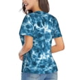 thumbnail image 3 of Fuzoiu Blue Tie Dye Print Women's Classic V-Neck T-Shirt, Short Sleeve V Neck Tees for Casual Everyday Wear,Casual Fit Tee,Summer Fashion Tops-Large, 3 of 5