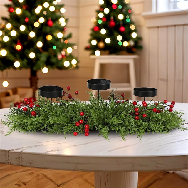 Christmas Three-legged Candlestick Home Desktop Candlestick Rattan Garland Decoration Party Matching Ornaments