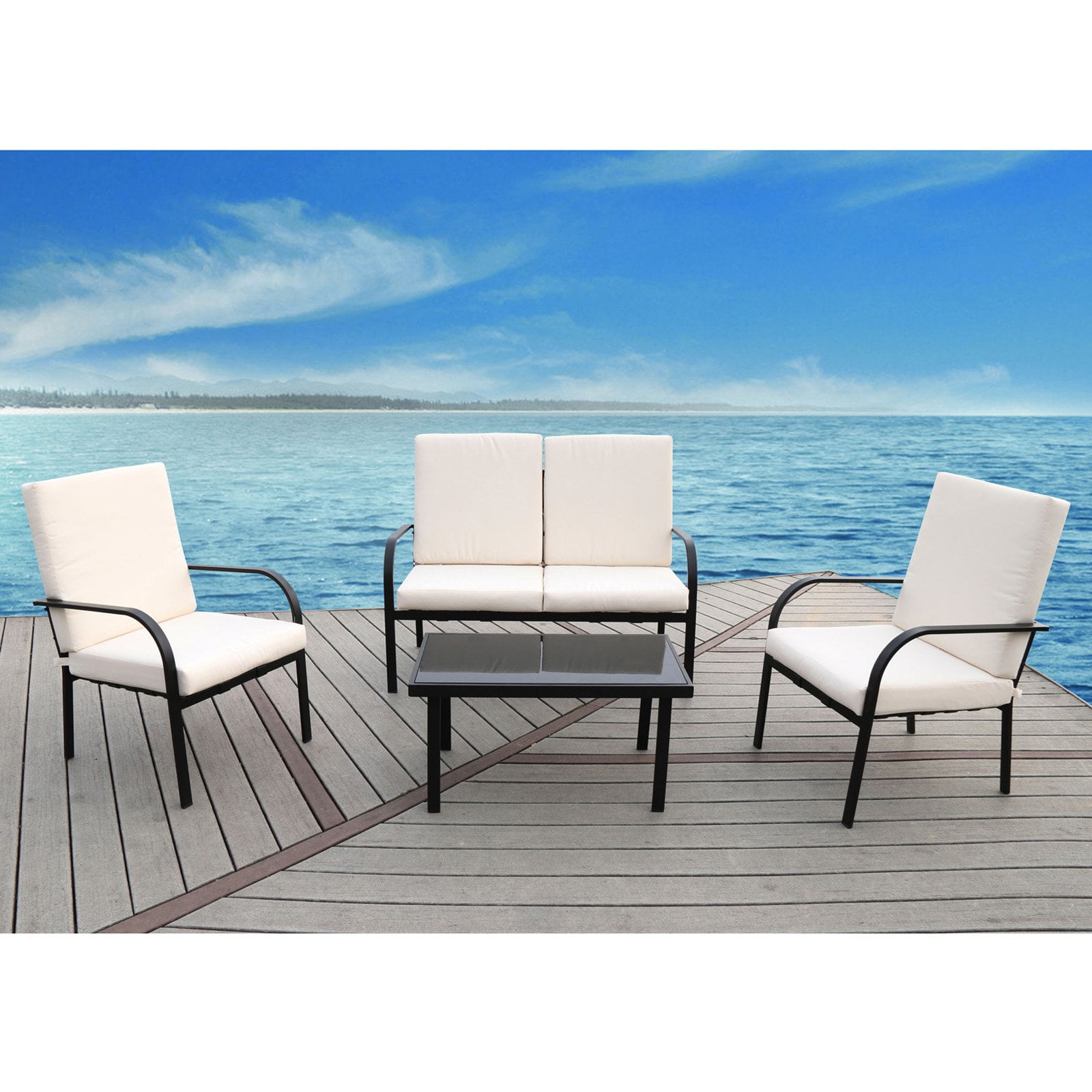 4 Piece Florida Padded Patio Set Com